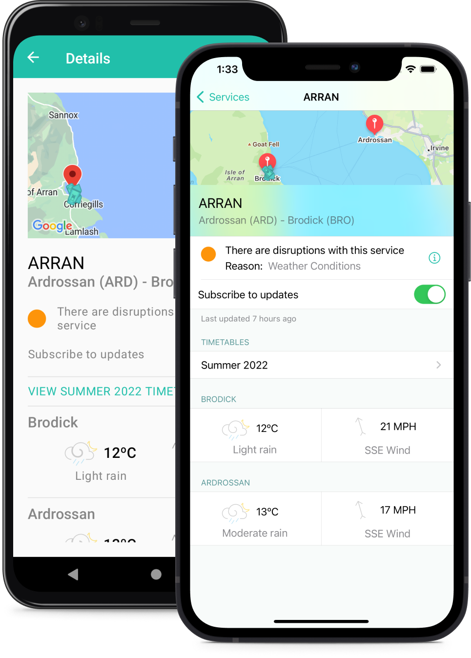Scottish Ferries app screenshot